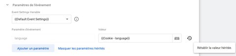 Remplacement du paramètre language pour un événement spécifique