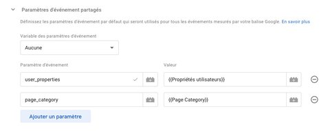 Paramètres d'événements partagés