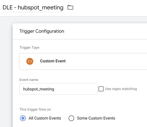 Hubspot meetings custom event trigger