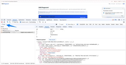 Payload de la requête events envoyée à bzr.openai.com dans l'onglet Network de Chrome, avec les événements et le bloc user