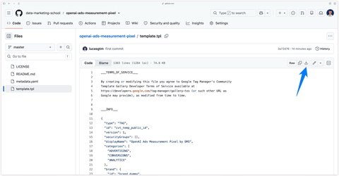 Téléchargement du fichier template.tpl de la balise OpenAI Ads Measurement Pixel by DMS sur GitHub