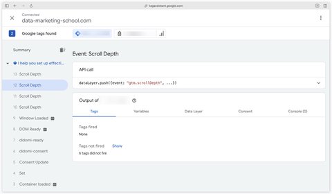 Vérification que l'événement scroll ne se déclenche pas sur une page courte