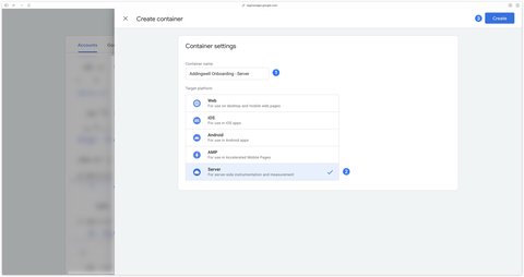 Choosing Server as target platform