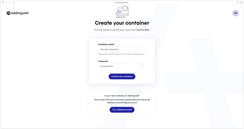 Creating a container on Addingwell