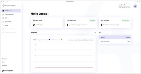 Addingwell server ready for use
