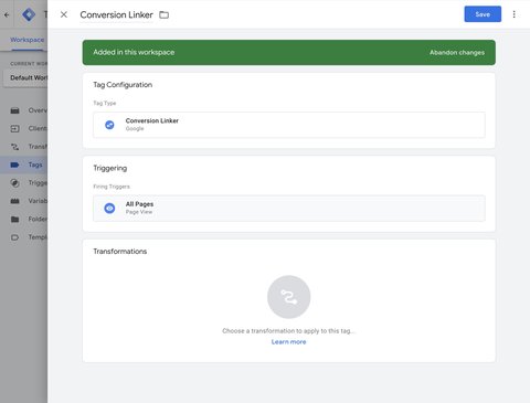 Conversion Linker tag configuration in GTM Server-Side