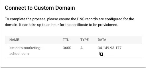 DNS record to configure
