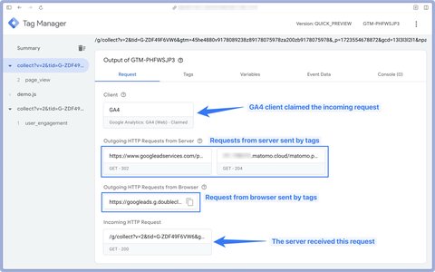 Request tab in GTM Server-Side preview