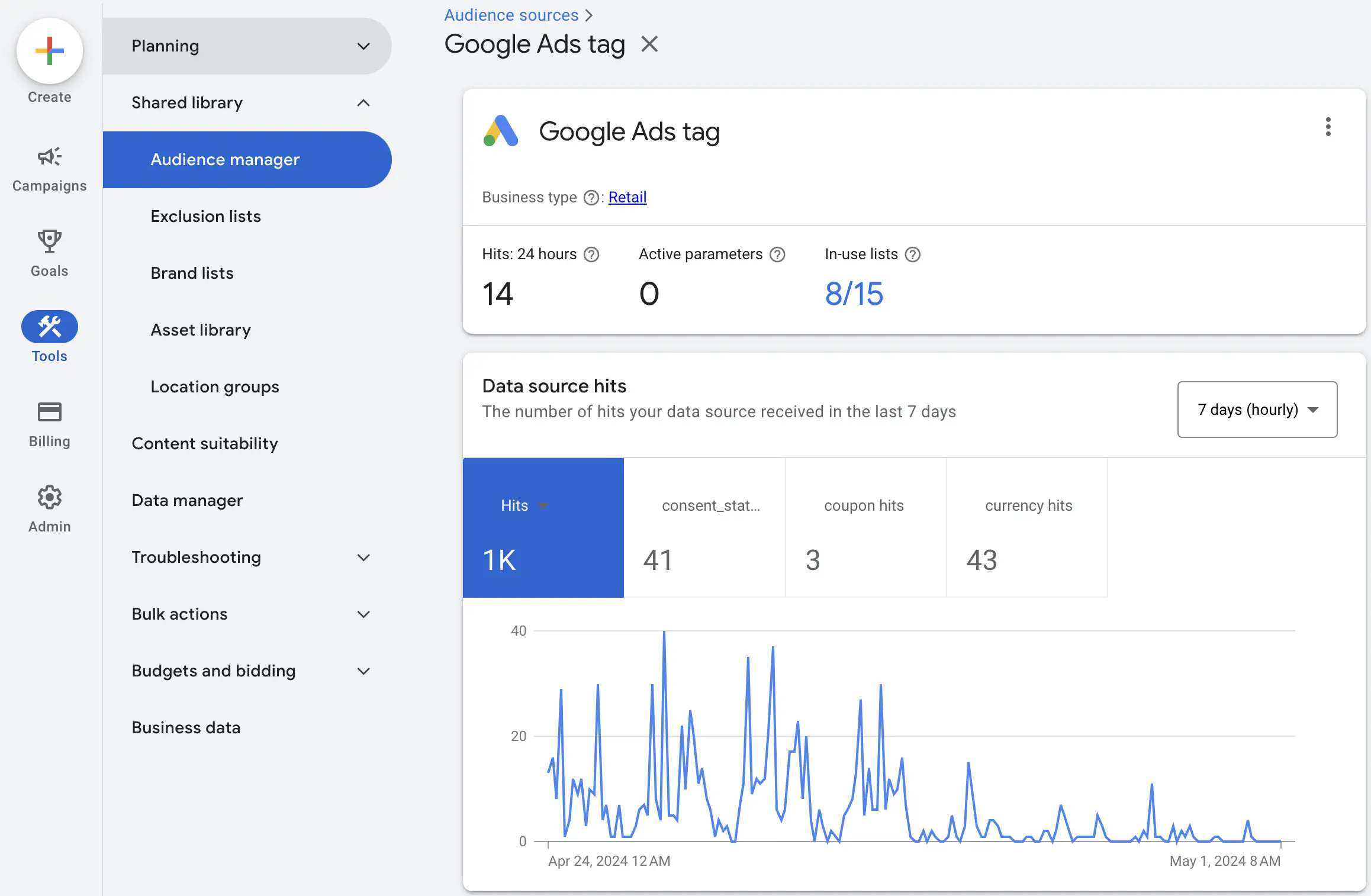 Check data collected from the Google Ads Remarketing tag