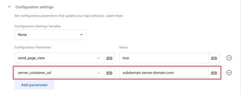 Add server_container_url parameter to Google tag configuration settings.