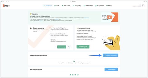 Button to create a container in Stape