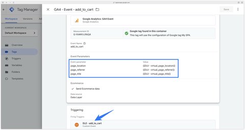Événement add_to_cart après implémentation du dataLayer par le développeur