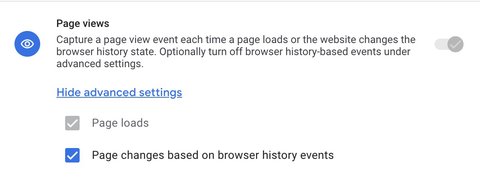 La configuration par défaut d'une propriété GA4 sur les pages vues liées à l'historique de navigation