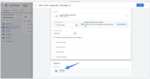 Événement page_view lors du premier chargement de page