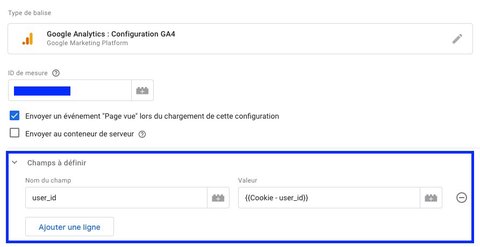 User ID dans la balise de configuration GA4 via la variable de cookie