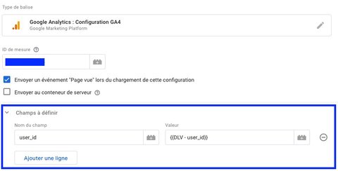 User ID dans la balise de configuration GA4 via la variable de couche de données