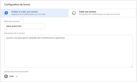 Publication des changements dans Google Tag Manager