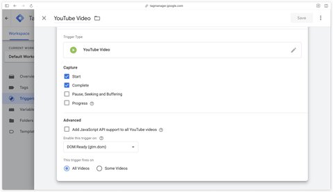 Overview of the YouTube Videos trigger in GTM