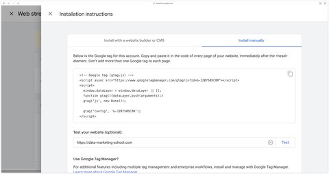 Exemple de code pour installer Google Analytics 4 sur votre site web