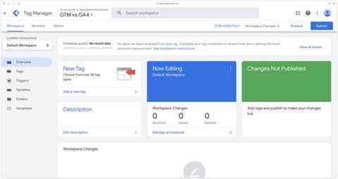 Interface de Google Tag Manager