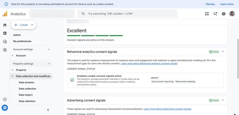 Le signal analytics_storage alimente les rapports et la modélisation du comportement dans GA4