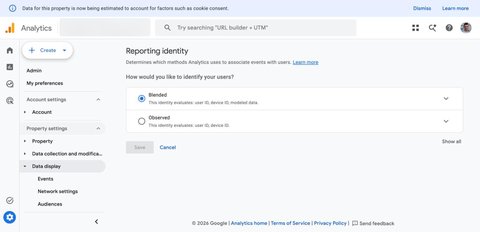 L'identité pour le reporting Blended dans l'administration de GA4