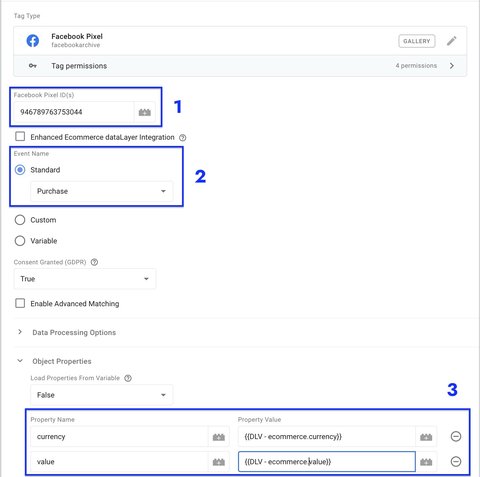 Purchase standard event configuration