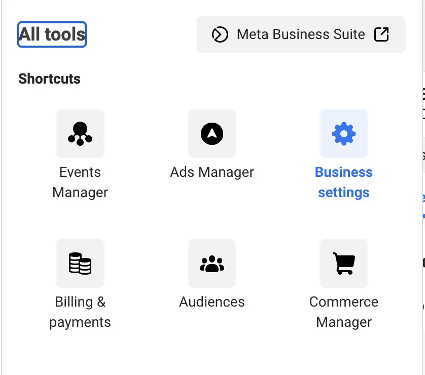 Business settings in Meta Business Manager