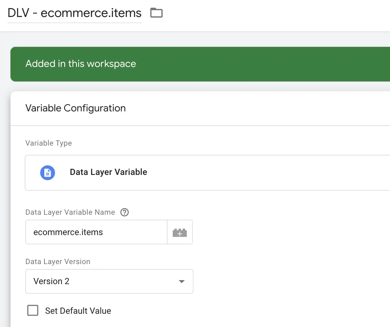 Creating data layer variable ecommerce.items