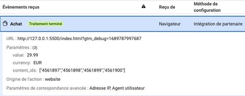 Vérification de la présence des content_ids dans le gestionnaire d'événement de Meta