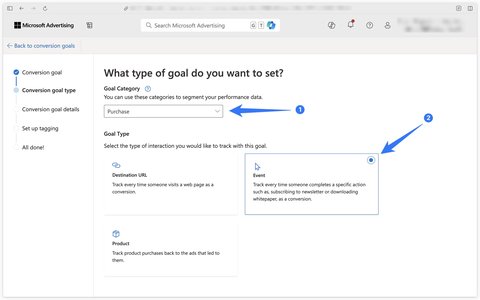 Conversion type configuration in Microsoft Ads