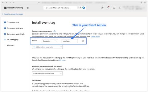 Event Action in Microsoft Ads