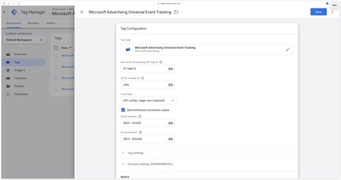 Sending user data via the page view tag