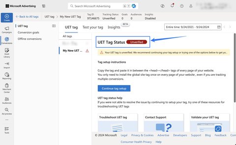 UET tag status