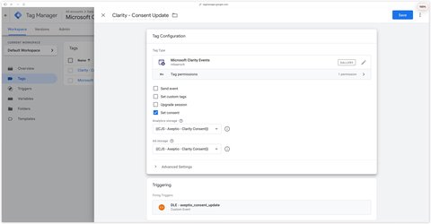 Microsoft Clarity consent configured with Axeptio