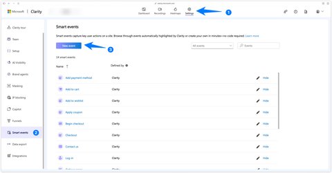 Creating a custom Smart Event in Microsoft Clarity