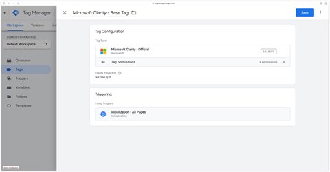 Configuring the Initialization - All Pages trigger for the Clarity tag