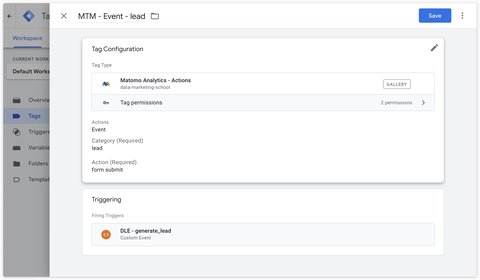 Envoi d'un événement form submit avec la balise Actions de Matomo