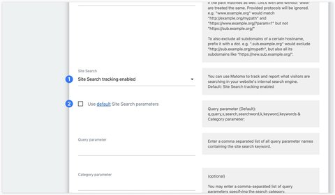 Activation du Site Search dans Matomo