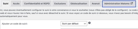 Lien vers l'interface Matomo