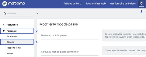 Paramètres personnels dans Matomo