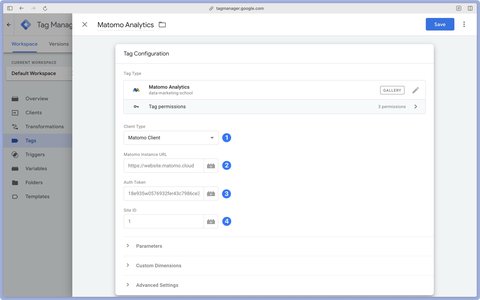 Configuring the Matomo Analytics tag in Google Tag Manager Server-Side