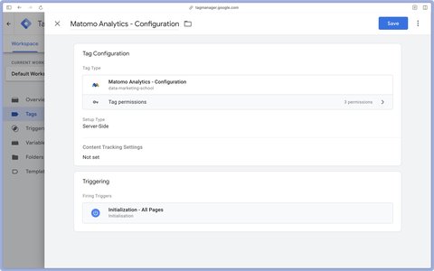 Configuration of Matomo Analytics trigger - Configuration in Google Tag Manager WEB