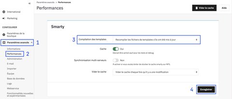 Réglages de la compilation des fichiers templates (Smarty) dans Prestashop