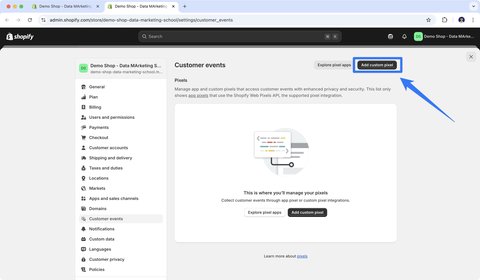 Copier le code du web pixel personnalisé