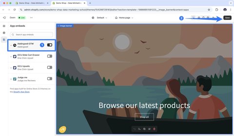 Activation de l'application Addingwell dans le thème de votre boutique