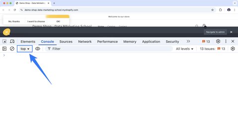 Bouton top dans la console web