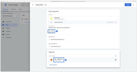 Configuration terminée du tag Snap Pixel avec la méthode 2