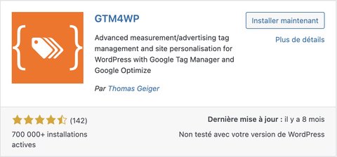 Installation du plugin GTM4WP