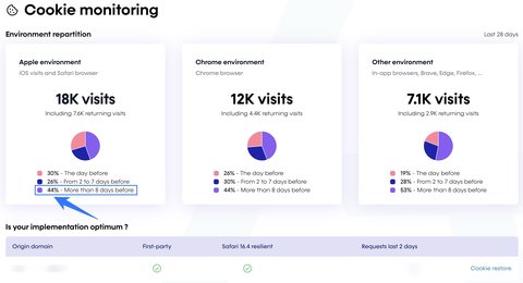 Cookie monitoring interface in Addingwell